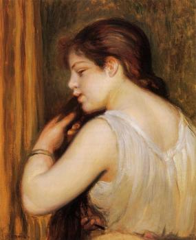 Pierre Auguste Renoir : The Coiffeur, Young Girl Combing Her Hair